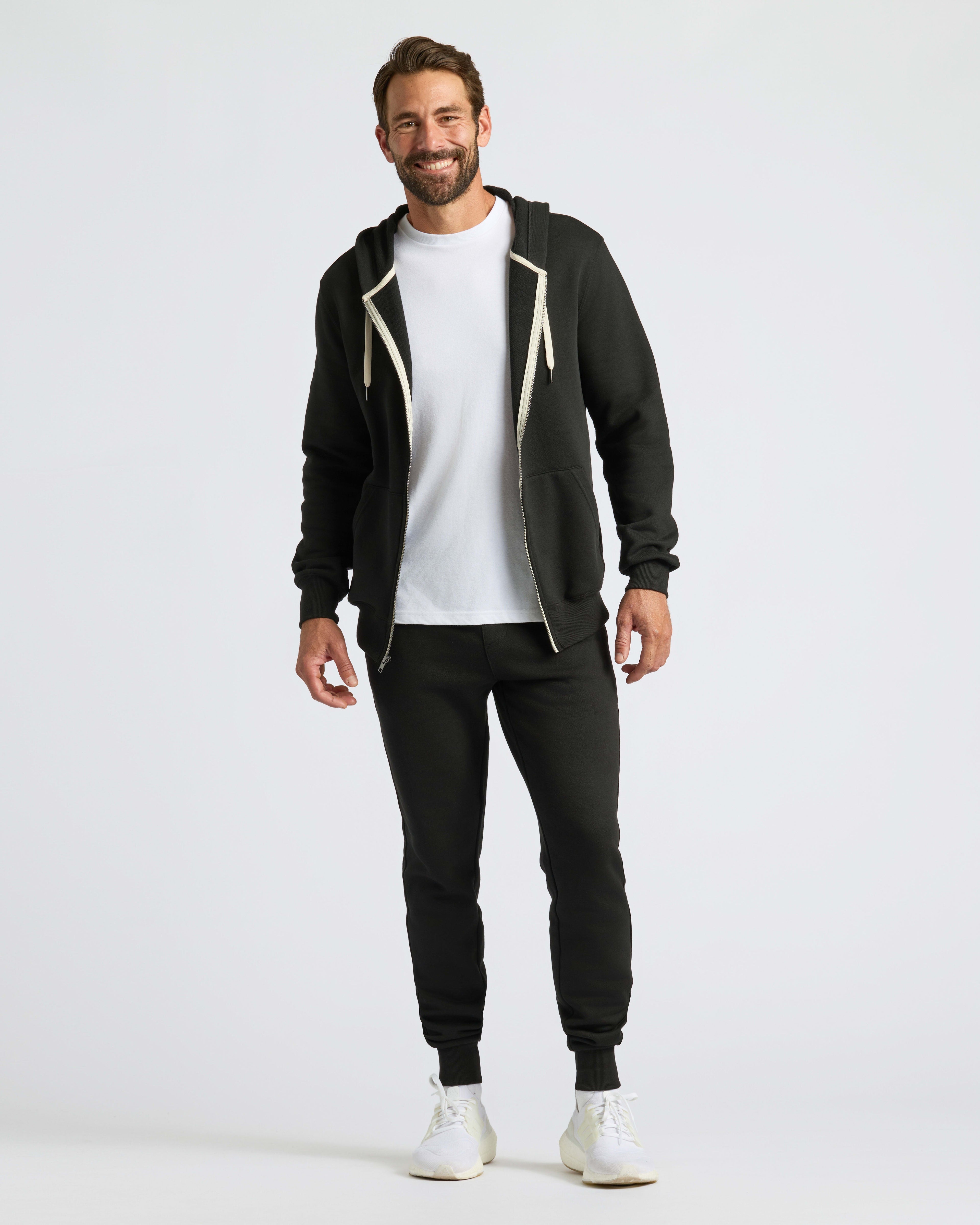 Black Full Zip Fleece Hoodie & Jogger 2-Pack